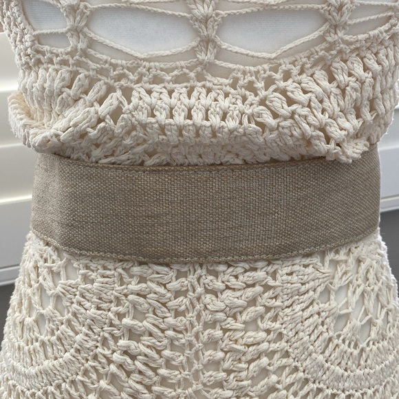 Vintage Metallic canvas snakeskin leather bone nude wide Waist Statement Belt - Picture 3 of 10